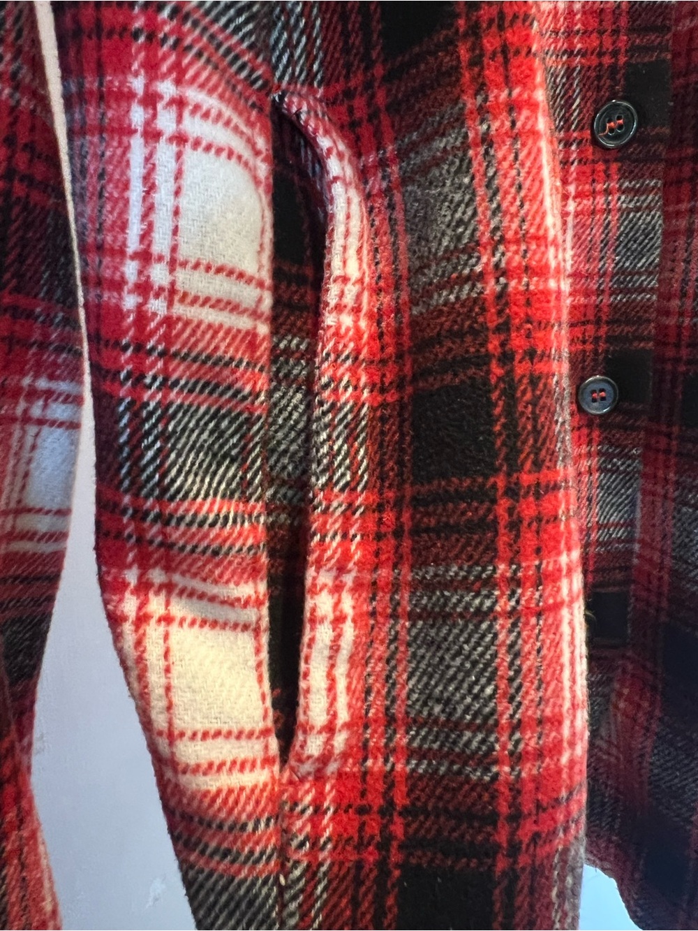 LAMARQUE Plaid Shacket Overshirt Red Black Flannel Jacket M - Picture 5 of 10